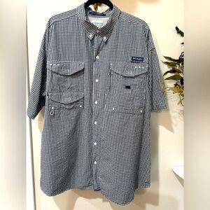 Columbia Men's Black and White Checkered Shirt